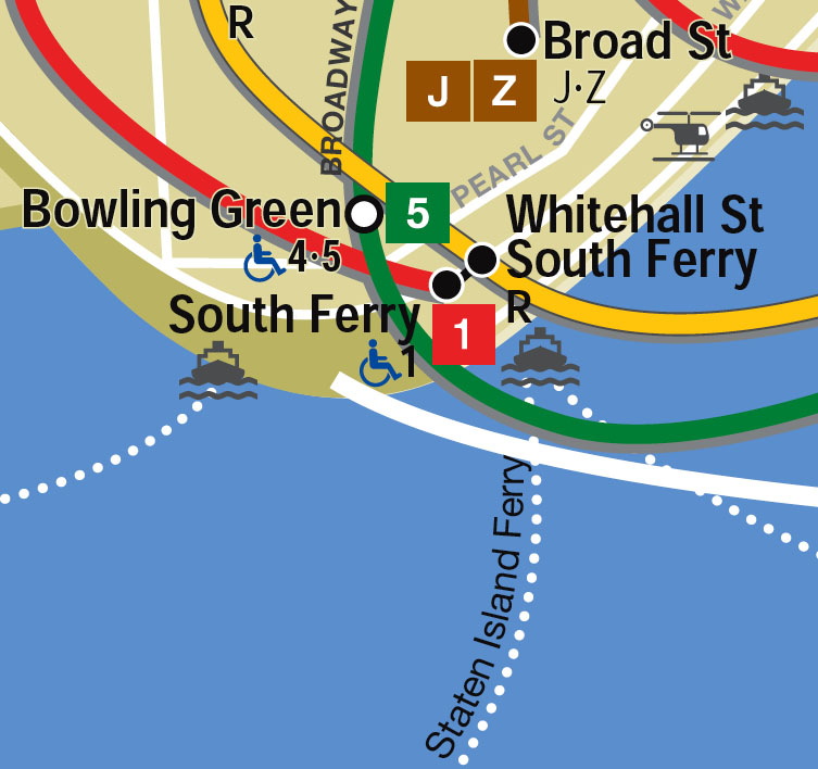 Manhattan South Ferry subway map